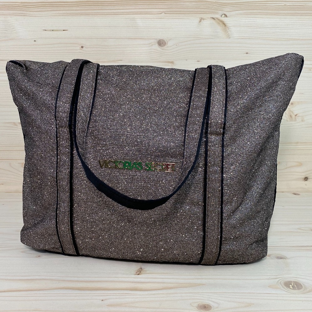 Victoria's Secret Gold Glitter Glamour Tote Bag